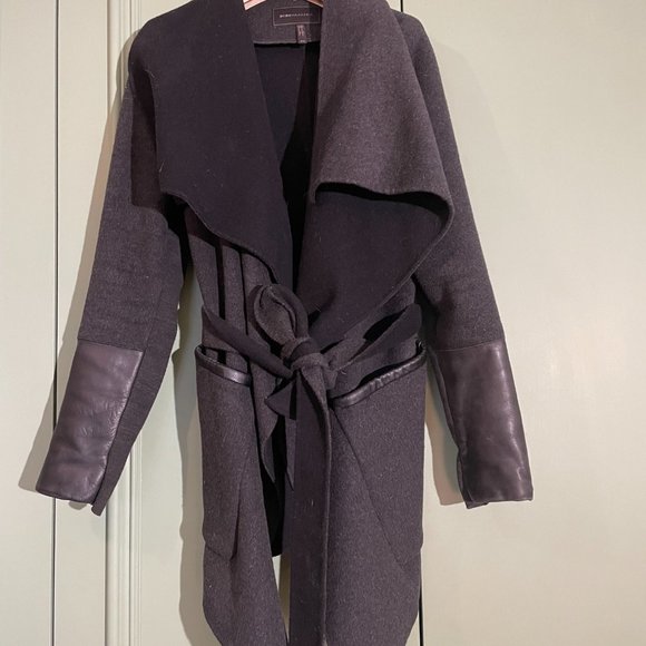 BCBG Max Azaria Winter Wrap Coat with Leather Details - Picture 3 of 3